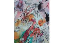 CIEPŁY WIECZÓR 30x40cm, akwarela w oprawie