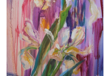IRYSY WE FIOLETACH akryl na płótnie, 50x70 cm