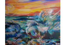 EKSPRESYJNY ZACHÓD SŁOŃCA 50x70cm olej na płótnie