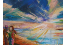 PROMIENIE NAD MORZEM 50x70cm, akryl na płótnie