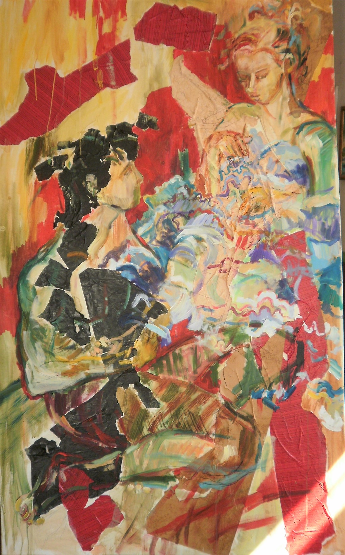 KORONKI -PARA  195 x 100 cm, collage na płótnie