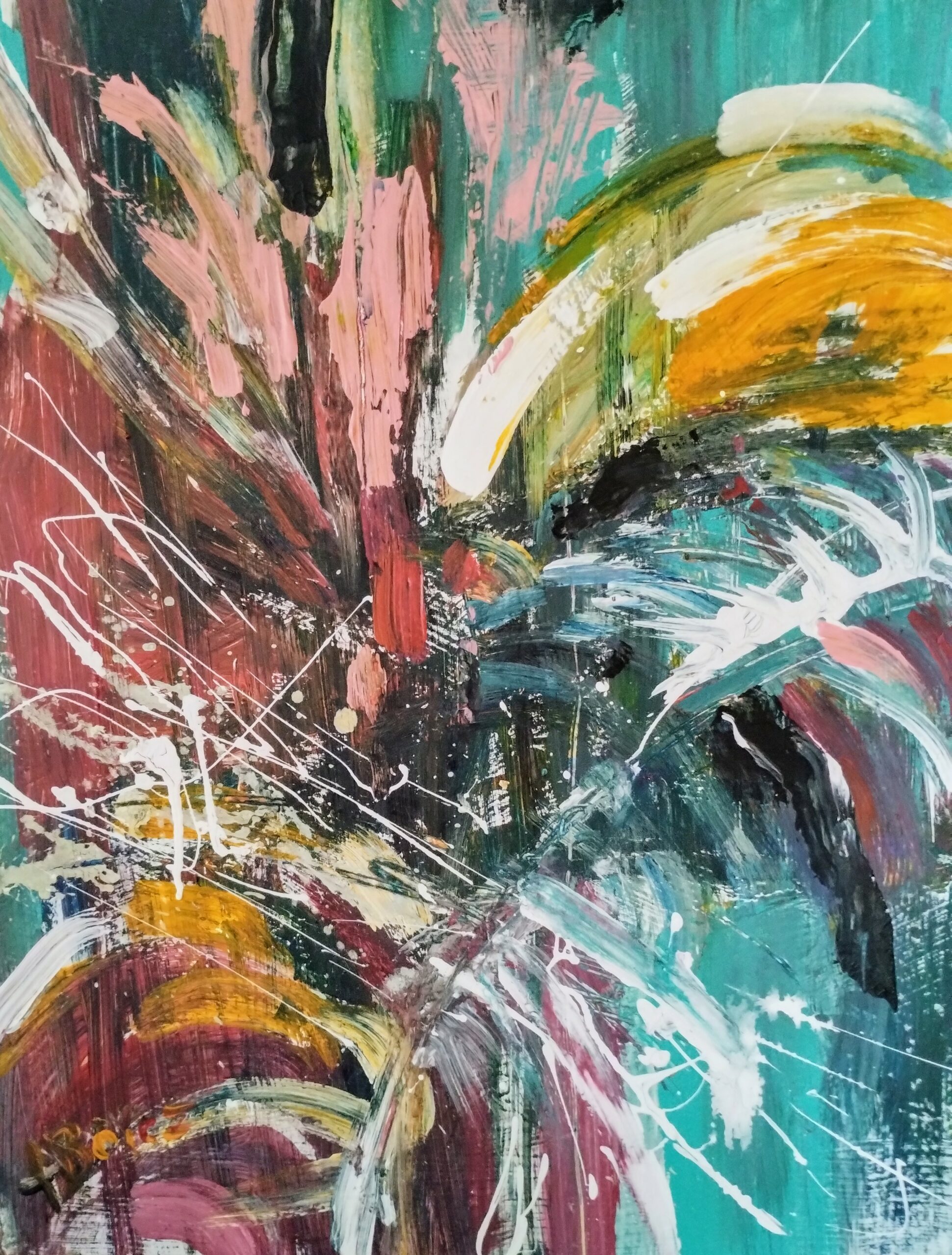 ABSTRAKCJA WACHLARZE akryl na płycie 48x37