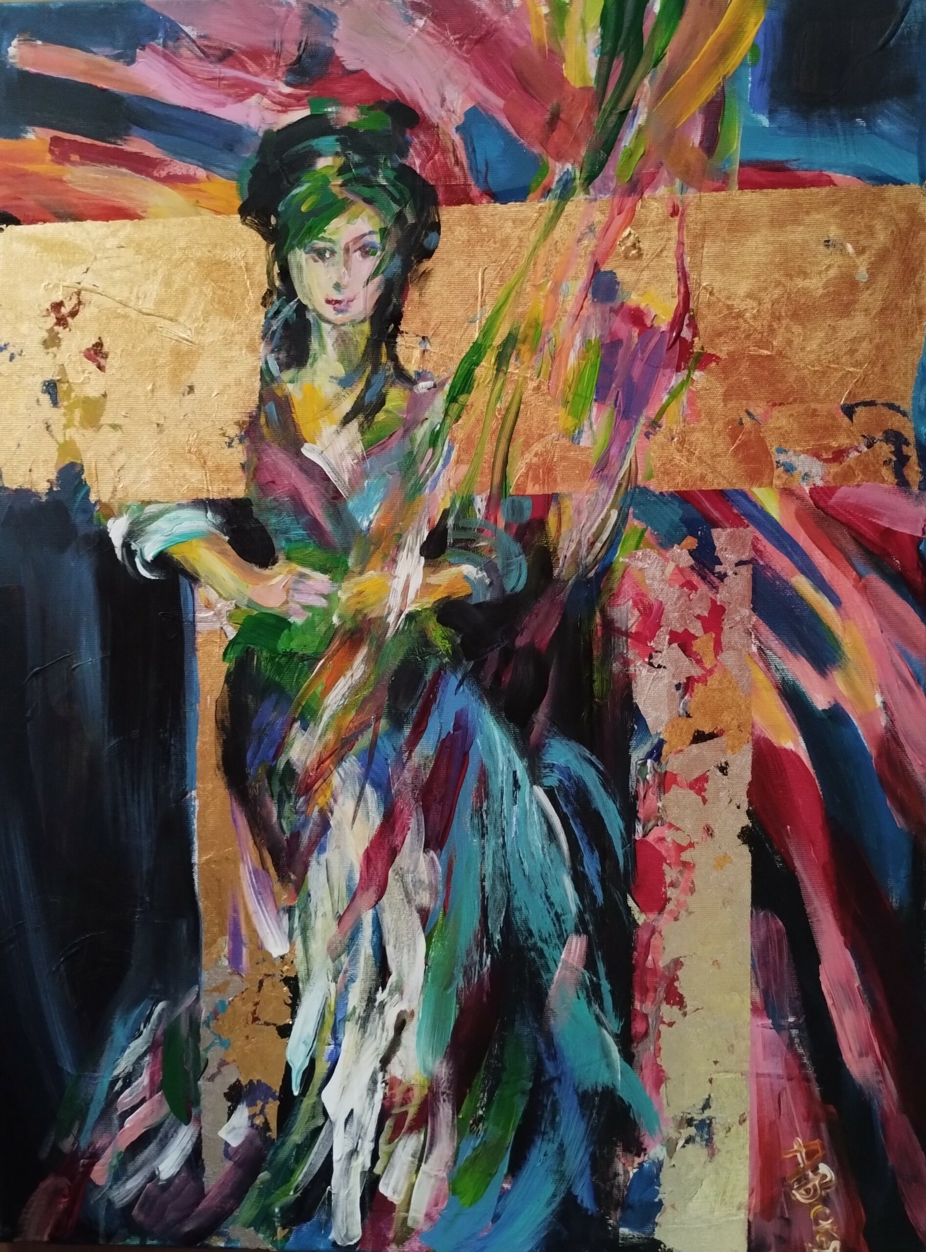 EGIPCJANKA olej na płótnie ze złoceniami 80x60cm
