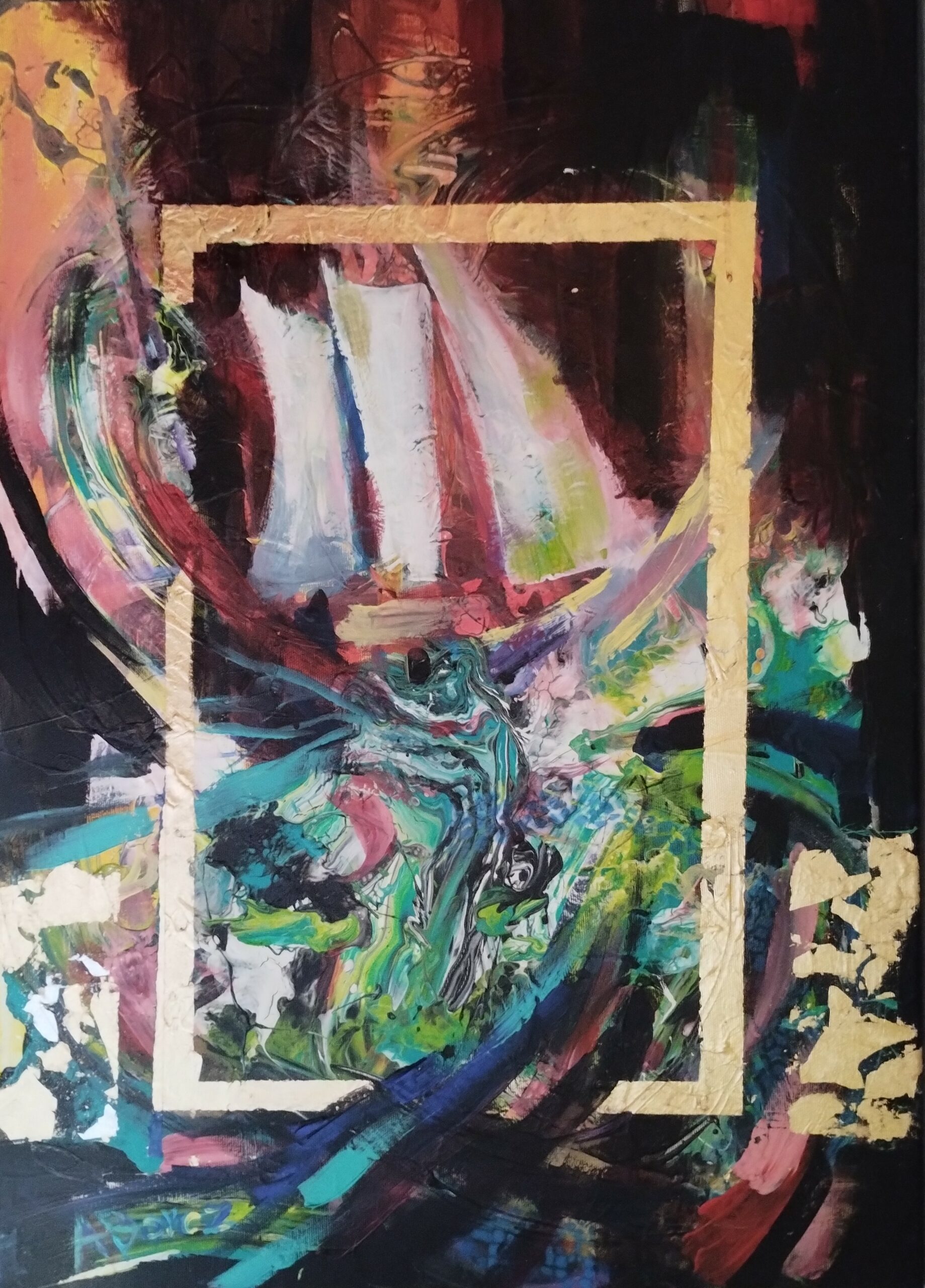 TURKUSOWE MORZE olej na płótnie 70x50cm