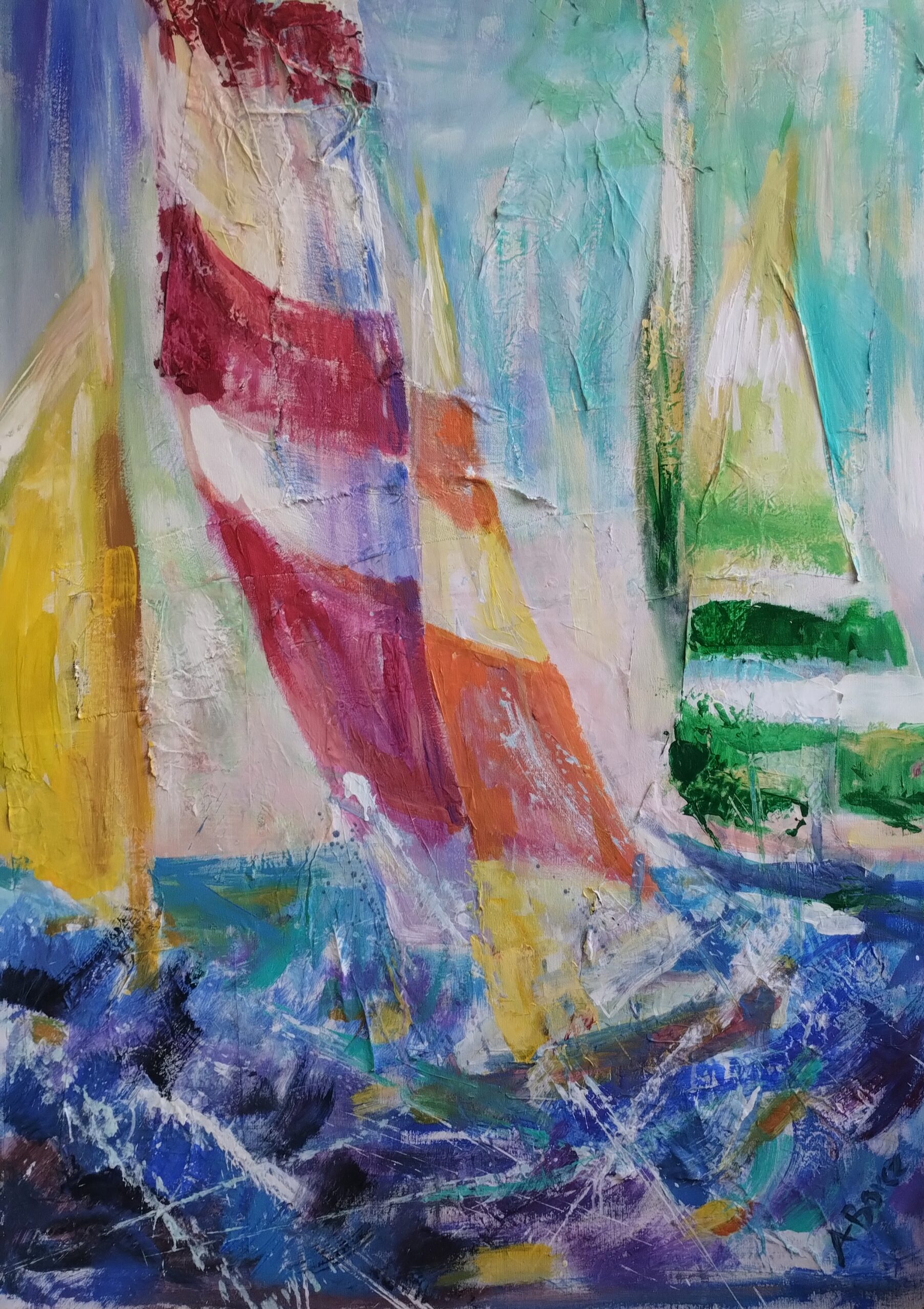 PASIASTE ŻAGLE akryl na płótnie 125x80 cm