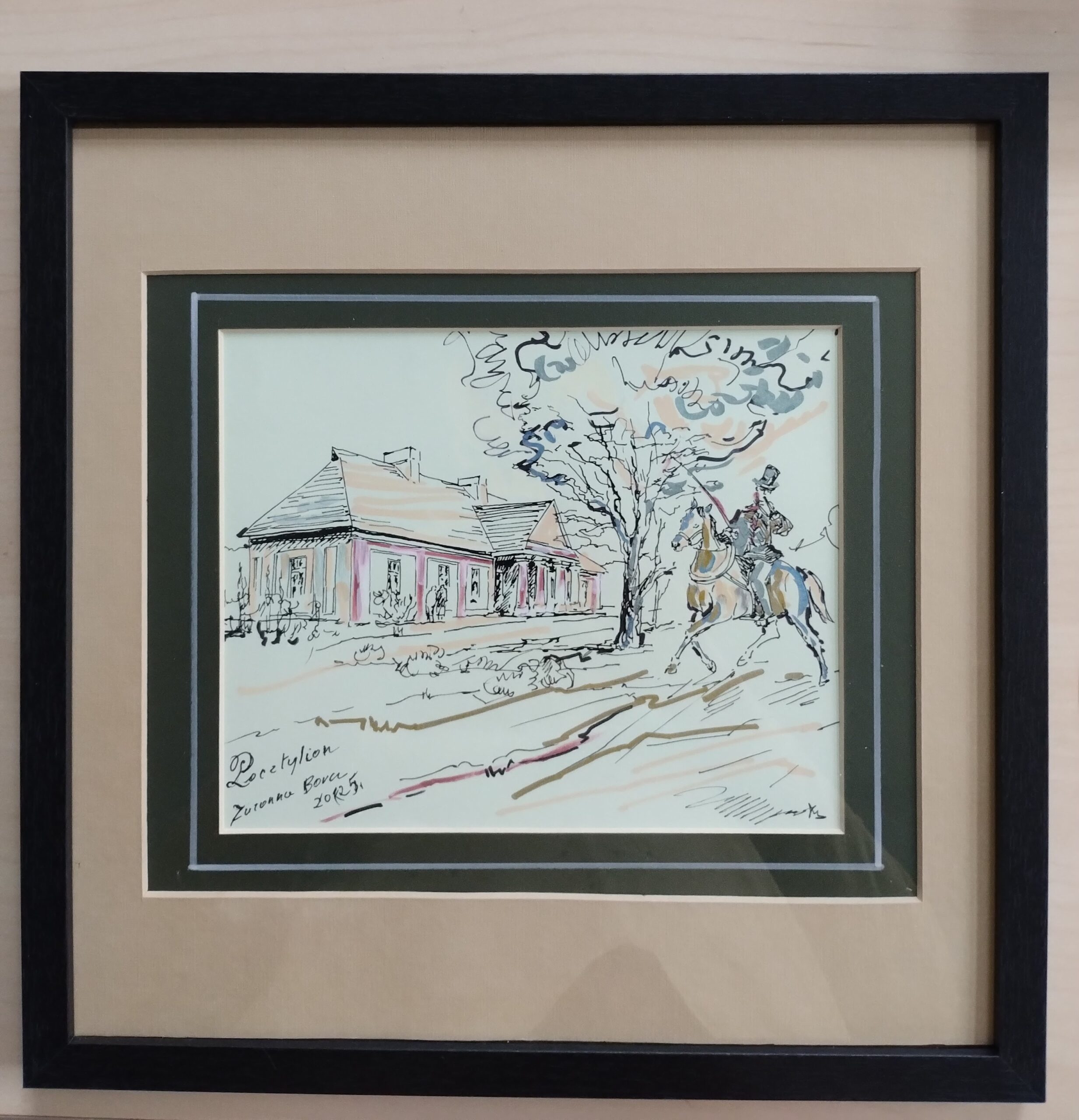 POCZTYLION Zuzanna Borcz, rys. tuszem 30x30 cm w oprawie