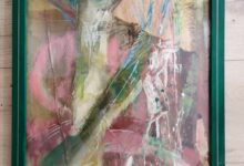 ROŚLINY W DŻUNGLI collage na brystolu 65x45 z drewnianą ramą