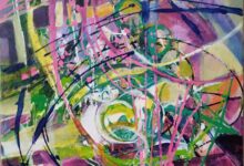 ABSTRAKCJA ROŚLINNA 55x55 cm akryl na płótnie