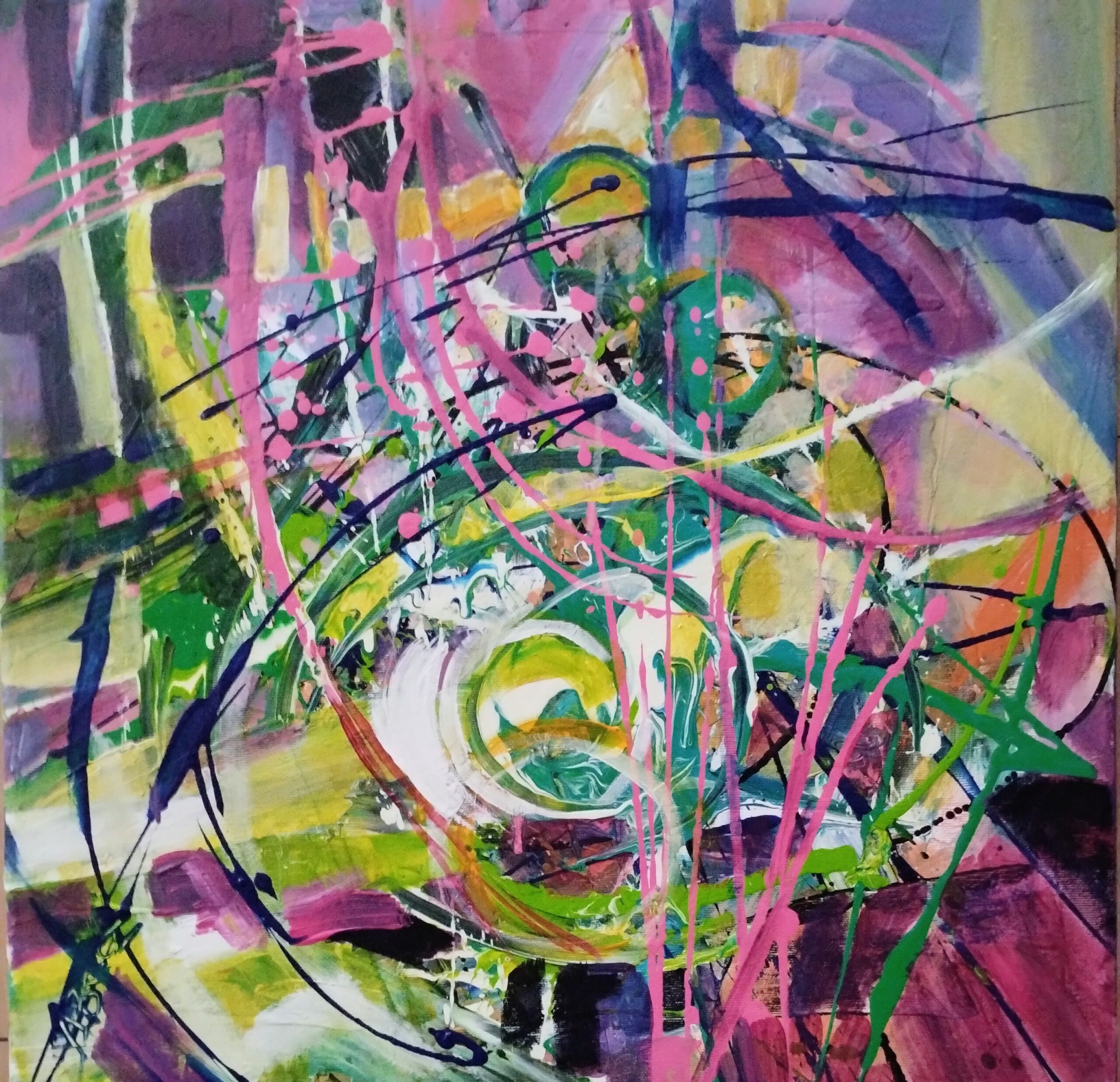 ABSTRAKCJA ROŚLINNA 55x55 cm akryl na płótnie