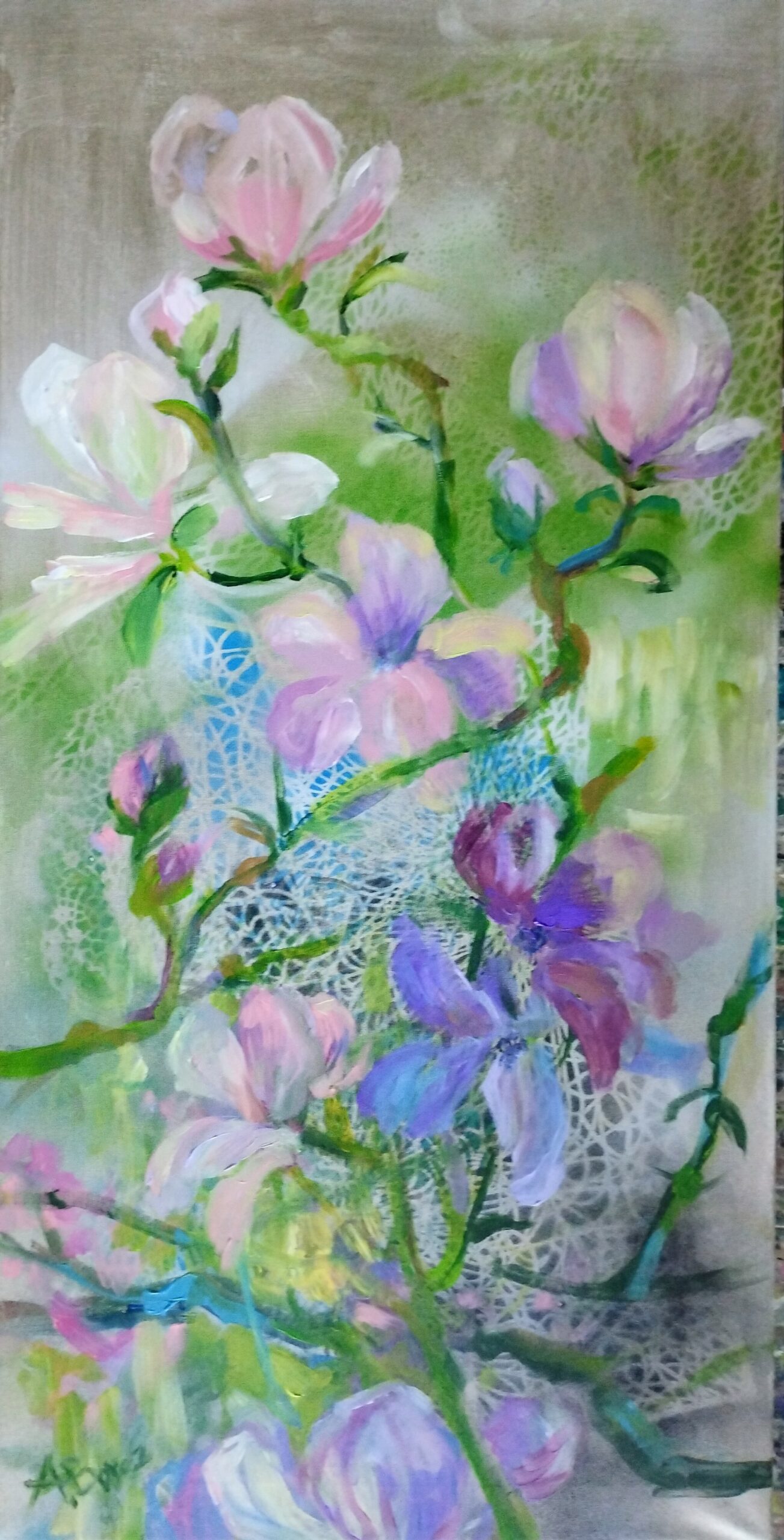 JAPOŃSKIE MAGNOLIE akryl na płótnie 100x50cm