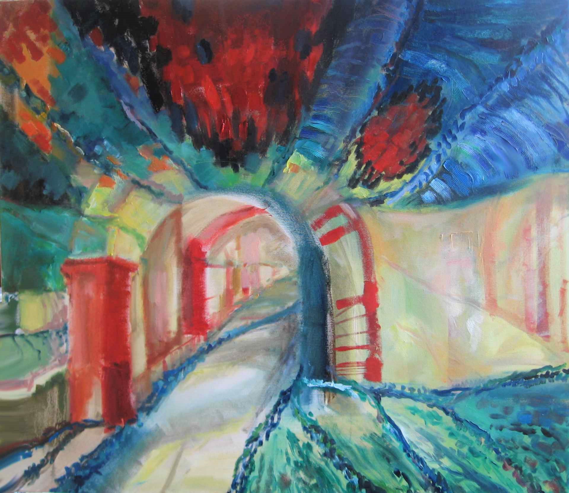 WEJŚCIE SURREALISTYCZNE- MOTYL olej na płótnie 80x90 cm