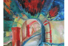 WEJŚCIE SURREALISTYCZNE- MOTYL olej na płótnie 80x90 cm