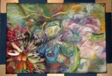 FREZJE W LIPCU, olej na płótnie, 50x70