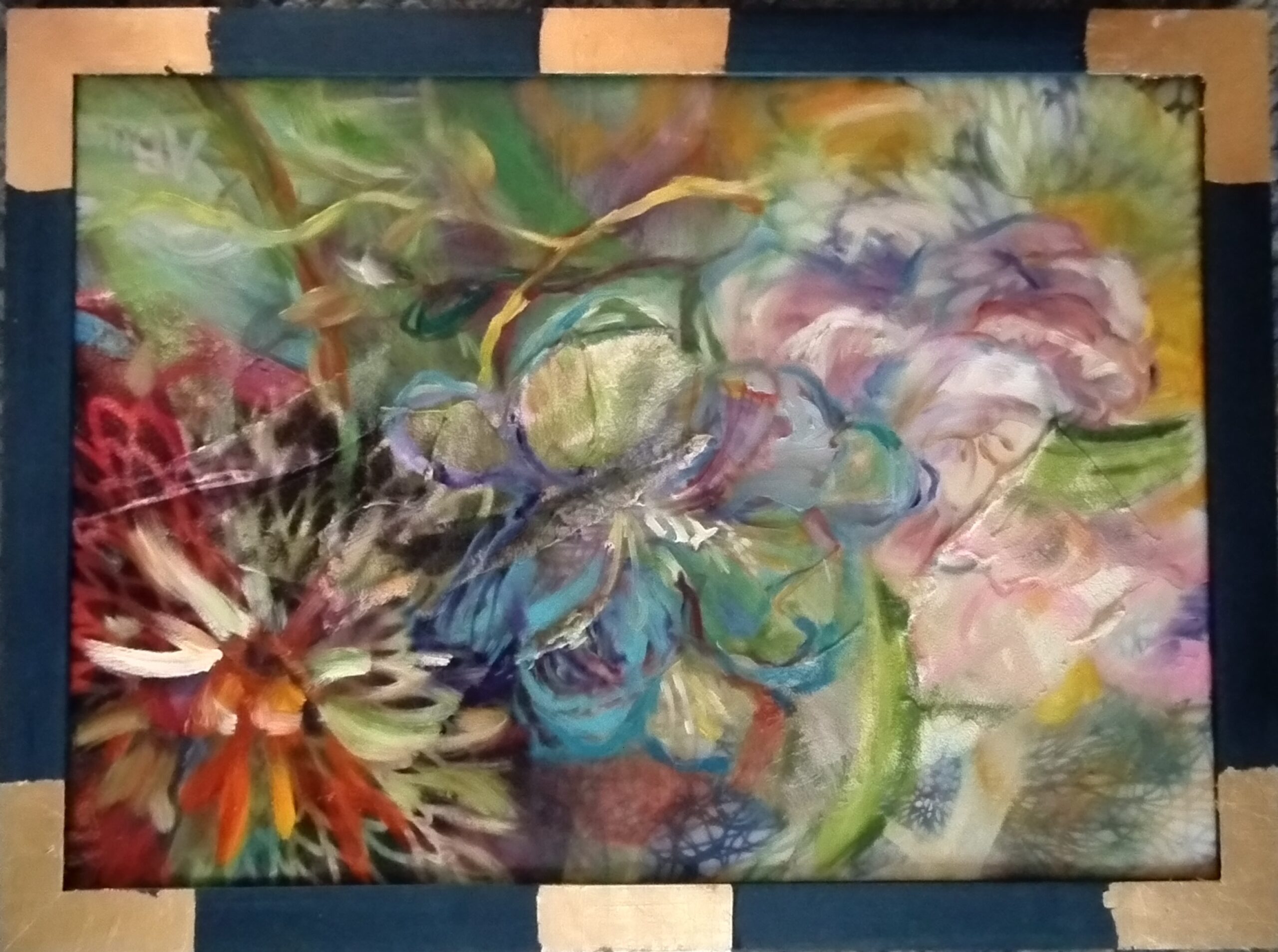 FREZJE W LIPCU, olej na płótnie, 50x70