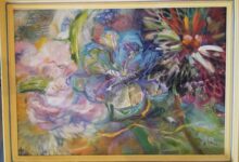 FREZJE I ASTRY olej na płótnie, 50x70