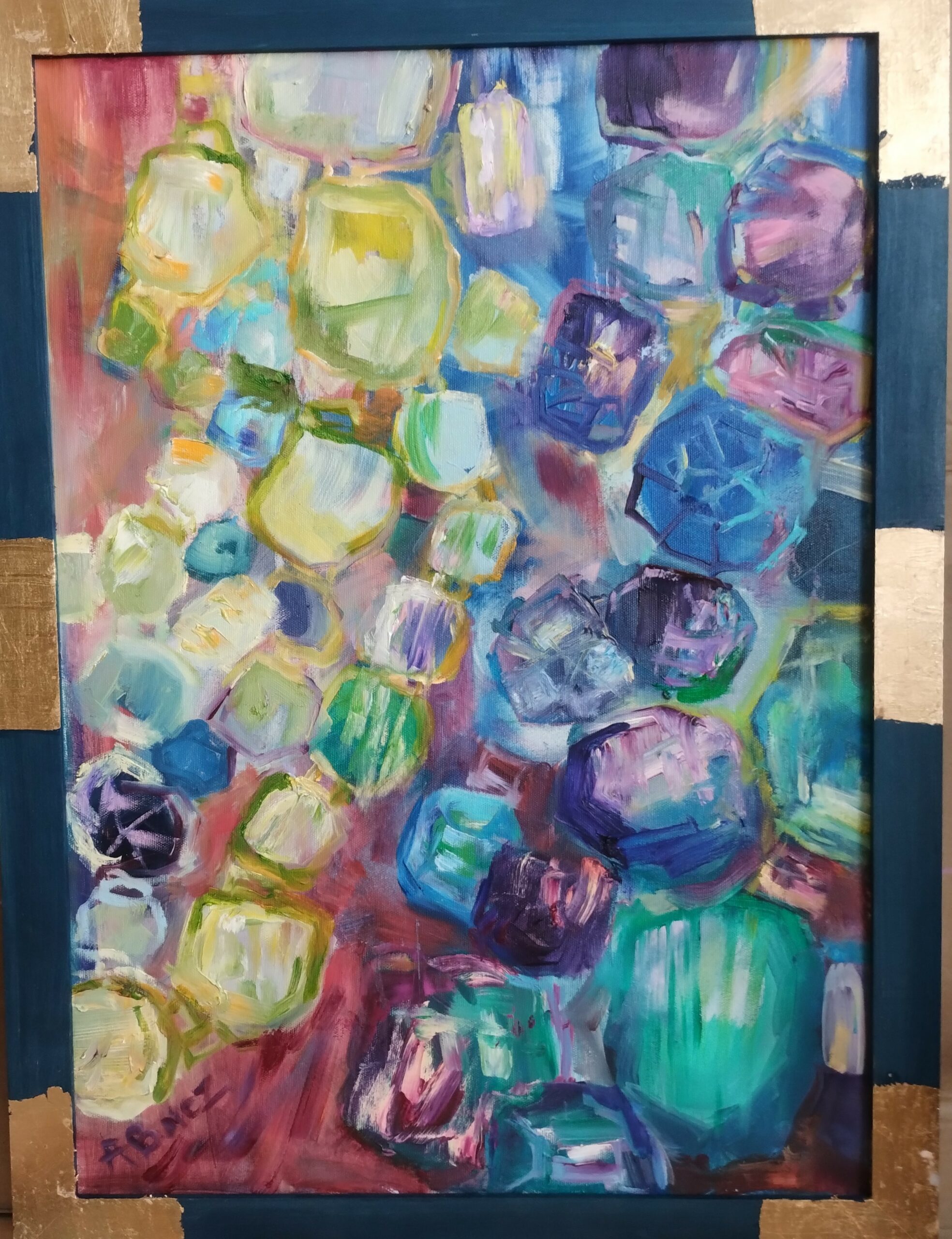 KLEJNOTY olej na płótnie, 80x60, drewniana rama ze złoceniami