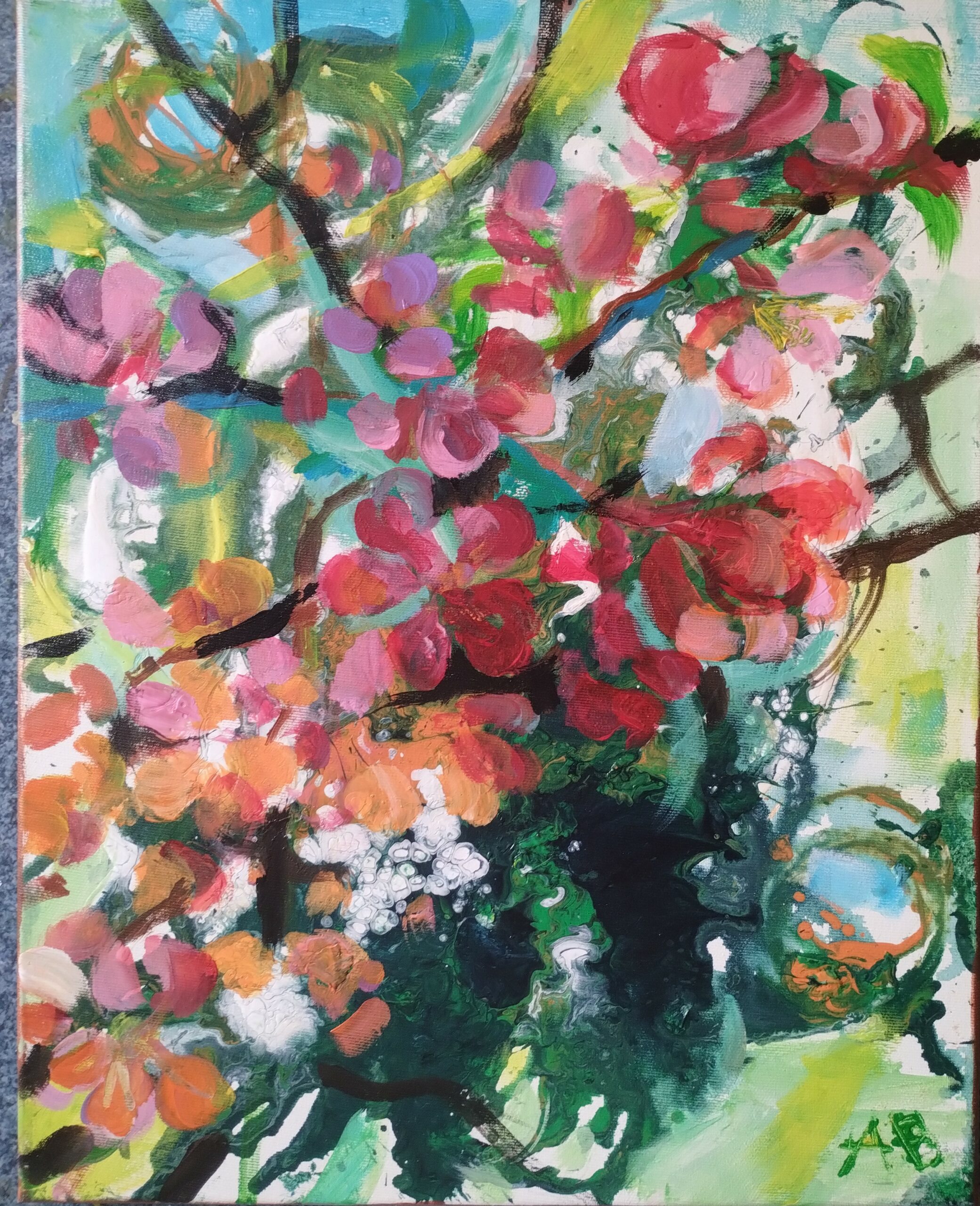 MIGDAŁOWIEC - POCZĄTEK LATA akryl na płótnie 50x40