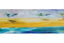 TRZY MEWY olej na płótnie, 40x100 cm